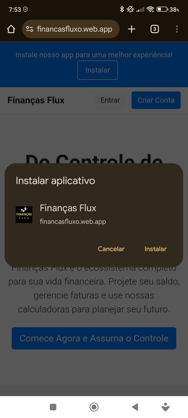 Confirmar instalação do aplicativo